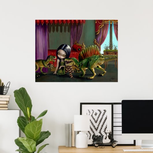 Dinosaur Friends II lowbrow fantasy Art Print (Thuiskantoor)