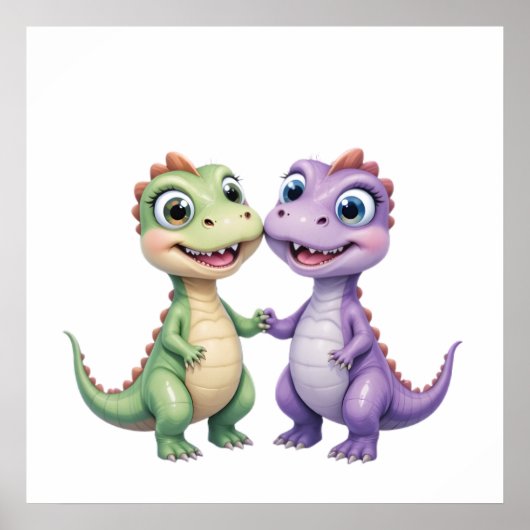 Dinosaur Friends - Nursery Wall Art Set voor baby' Poster (Voorkant)