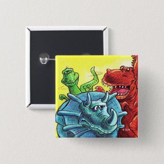 Dinosaur Friends Vierkante Button 5,1 Cm (Voorkant /achterkant)