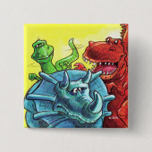 Dinosaur Friends Vierkante Button 5,1 Cm (Voorkant)