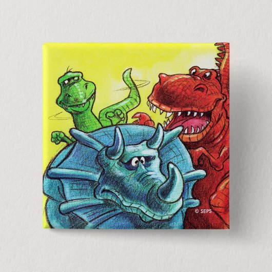 Dinosaur Friends Vierkante Button 5,1 Cm (Voorkant)