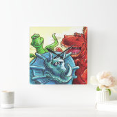 Dinosaur Friends Vierkante Klok (Huis)