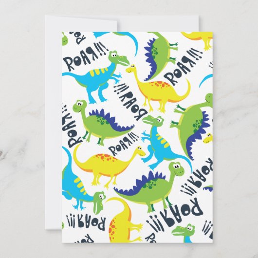 Dinosaur Fun Birthday Party, Boys Dino Mite Kaart (Achterkant)