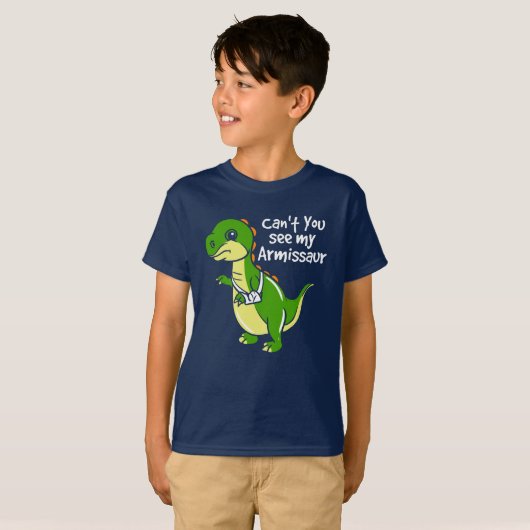 Dinosaur Fun Broken Arm Sympathie T-shirt (Voorkant volledig)