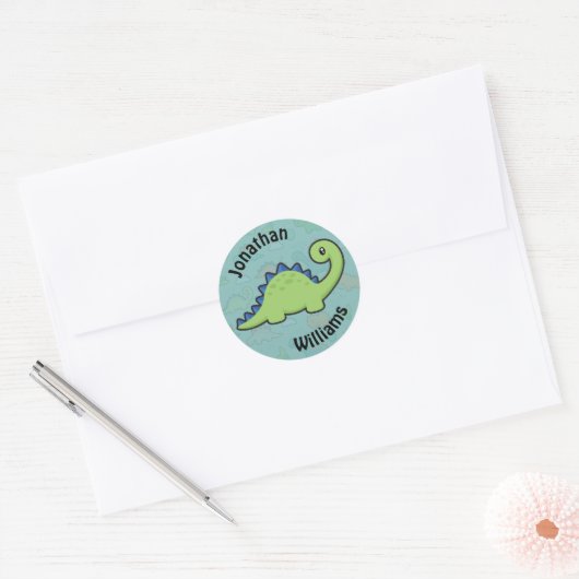 Dinosaur Fun Ronde Sticker (Envelop)