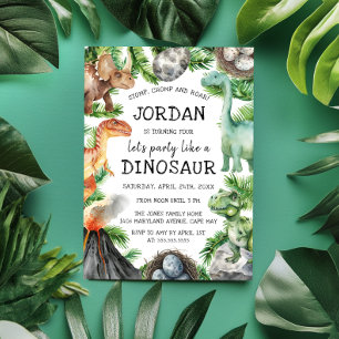 Dinosaur Fun Verjaardagsfeest Kaart
