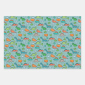Dinosaur Fun Wrapping Paper Flat Sheet Set van 3 (Voorkant)