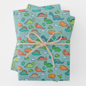 Dinosaur Fun Wrapping Paper Flat Sheet Set van 3 (In situ)