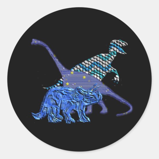 Dinosaur Gang Ronde Sticker (Voorkant)