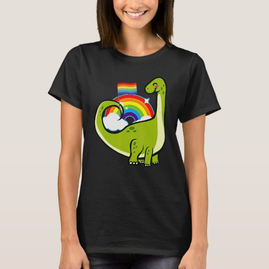 Dinosaur Gay Pride Rainbow Flag LGBT Lesbian Bisex T-shirt (Voorkant)