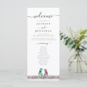 Dinosaur Gay Wedding Ceremony Program Menu (Staand voorkant)