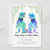 Dinosaur Gay Wedding T-Rex Twee Grooms Kaart (Voorkant)