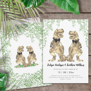 Dinosaur Gay Wedding T-Rex Twee Grooms Kaart