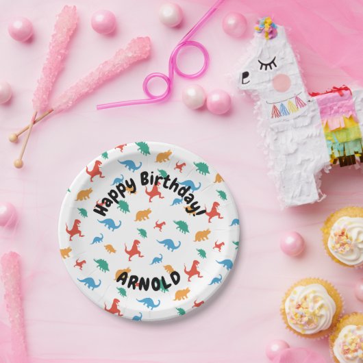 Dinosaur Gelukkige verjaardag Papieren Bordje (Feest)
