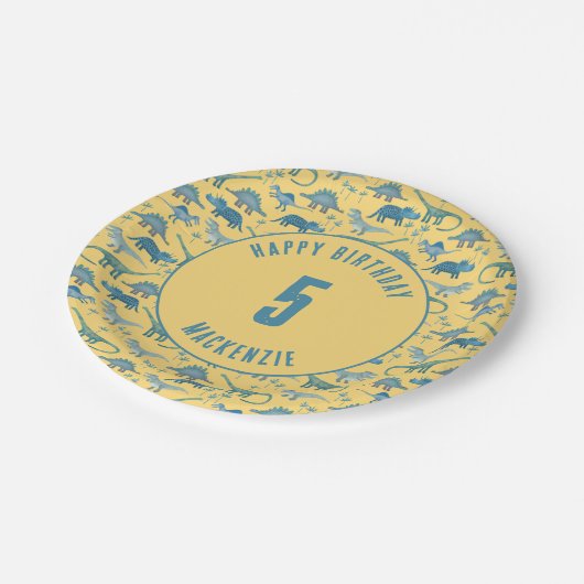 Dinosaur Genderneutrale kinderen Birthday Party Papieren Bordje (Gekanteld)