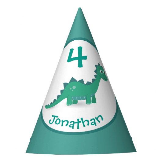 Dinosaur gepersonaliseerd verjaardagsfeest pet feesthoedjes (Voorkant)