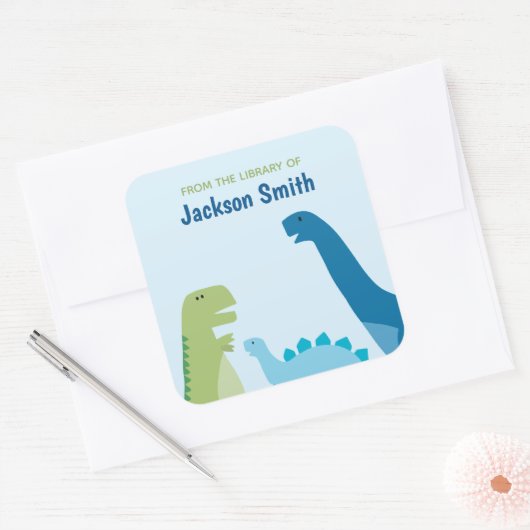 Dinosaur Gepersonaliseerd Vierkante Sticker (Envelop)