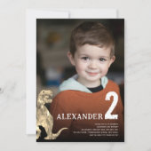 Dinosaur Gepersonaliseerde Foto 2e Verjaardagsfees Kaart (Voorkant)