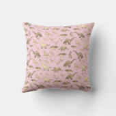 Dinosaur gepersonaliseerde foto en naam roze kussen (Achterkant)