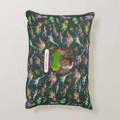 Dinosaur Gepersonaliseerde Jongens Foto en Naam Accent Kussen (Achterkant (Verticaal))