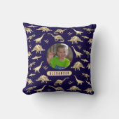 Dinosaur Gepersonaliseerde Jongens Foto en Naam Kussen (Voorkant)