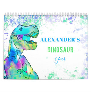 Dinosaur gepersonaliseerde Kleurrijke Kinderen Kal Kalender