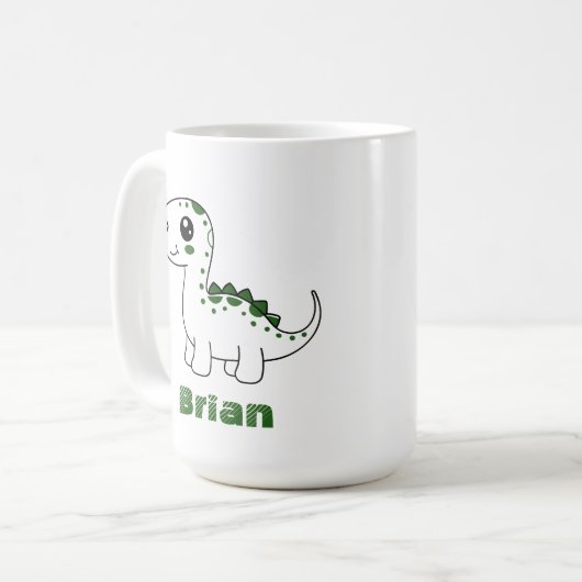 Dinosaur Gepersonaliseerde Naam Grappig Leuk Koffiemok (Voorkant links)