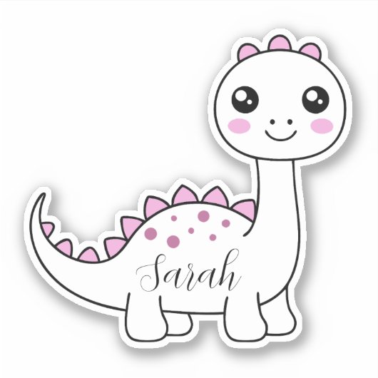 Dinosaur Gepersonaliseerde Naam Grappig Leuk Sticker (Voorkant)