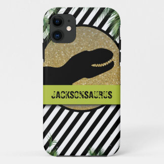 Dinosaur gestreepte monogram Case-Mate iPhone case