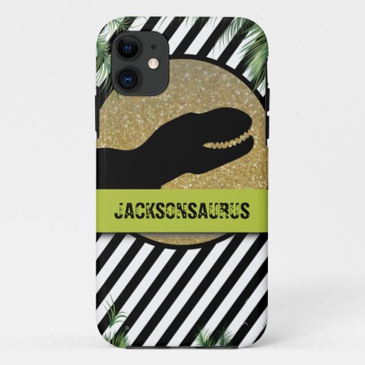 Dinosaur gestreepte monogram Case-Mate iPhone case (Achterkant)