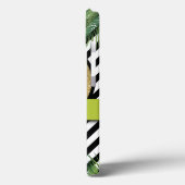 Dinosaur gestreepte witte monogram Case-Mate iPhone case (Achterkant / Links)