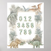 Dinosaur Getallen Kleuter Waterverf Poster (Voorkant)