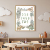 Dinosaur Getallen Kleuter Waterverf Poster