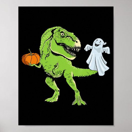 Dinosaur Ghost Lazy Halloween Costume Fun TRex Pum Poster (Voorkant)