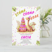 Dinosaur Giant Verjaardagstaart Schattige Waterver Kaart (Staand voorkant)