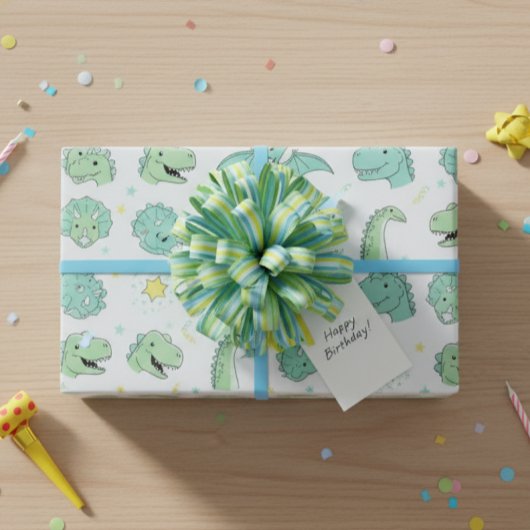 Dinosaur Gift Wrap Dino-Party Pastel Cadeaupapier