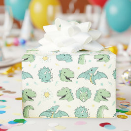 Dinosaur Gift Wrap Dino-Party Pastel Cadeaupapier