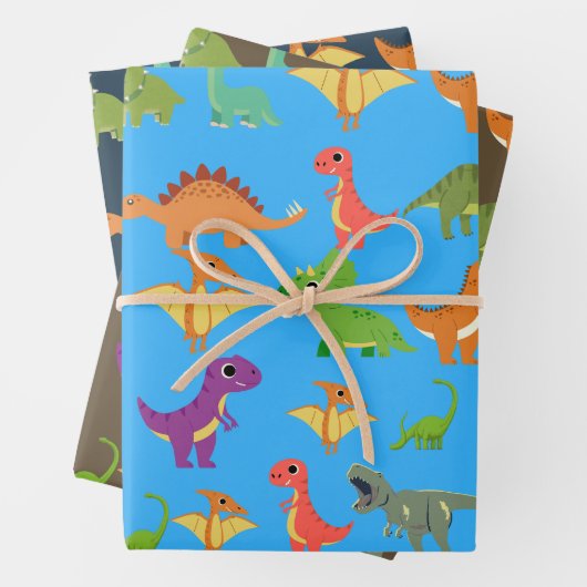 Dinosaur Gift Wrapping Paper (In situ)