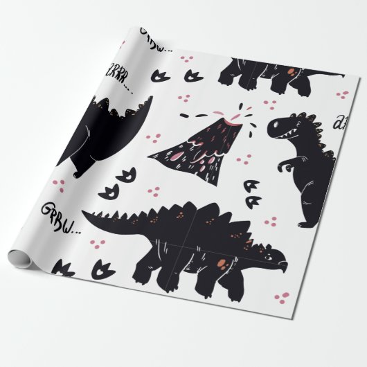Dinosaur Gift Wrapping Paper Cadeaupapier (Uitgerold)