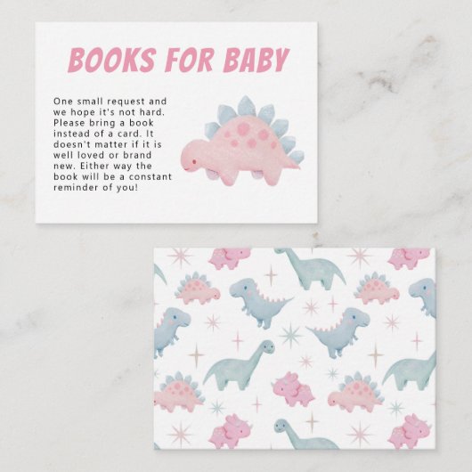 Dinosaur Girl Baby shower Book Request Informatiekaartje (Voorkant / Achterkant)