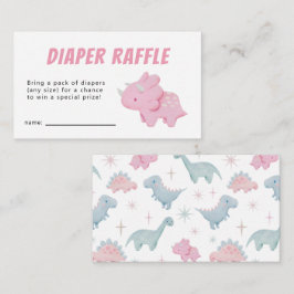 Dinosaur Girl Baby shower Diaper Raffle Ticket Informatiekaartje
