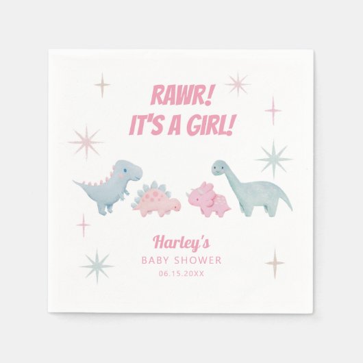 Dinosaur Girl Baby shower RAWR Servet (Voorkant)