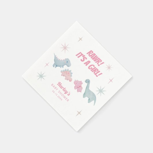 Dinosaur Girl Baby shower RAWR Servet (Hoek)