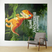 Dinosaur Girl BIRTHDAY-achtergrond Wandkleed (In Situ (horizontaal))