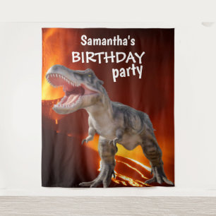 Dinosaur Girl BIRTHDAY House Backdrop Wandkleed