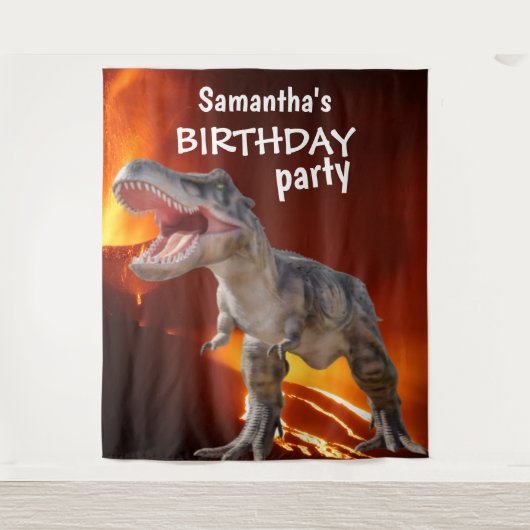 Dinosaur Girl BIRTHDAY House Backdrop Wandkleed (Voorkant)