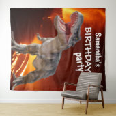 Dinosaur Girl BIRTHDAY House Backdrop Wandkleed (In Situ (horizontaal))