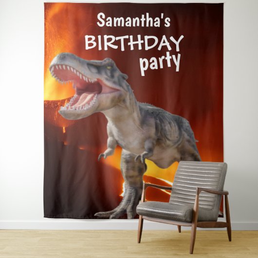Dinosaur Girl BIRTHDAY House Backdrop Wandkleed (In situ)
