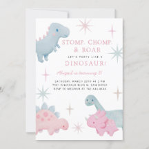 Dinosaur Girl Birthday Party Invitation