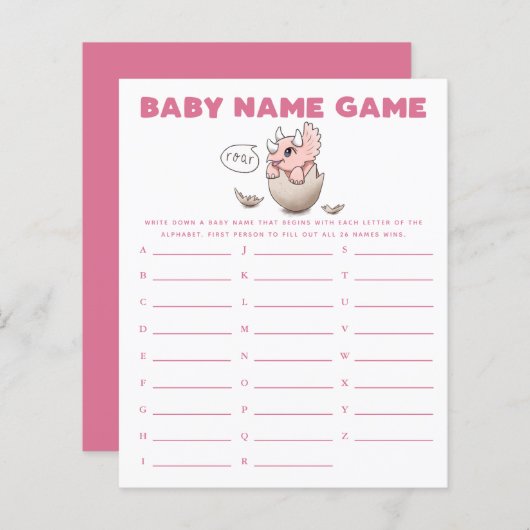 Dinosaur Girl Name Shower Game (Voorkant / Achterkant)